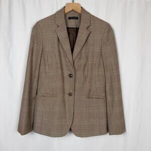Valerie Stevens Womens Brown Glen Plaid Blazer Jacket 4 Office Classic Work READ